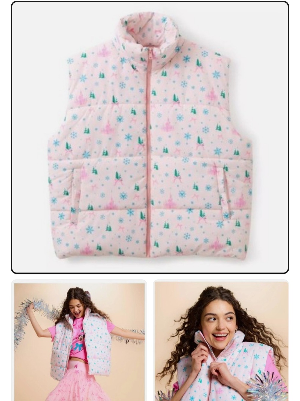 Disney XL Fantasyland Puffer Vest New no tags